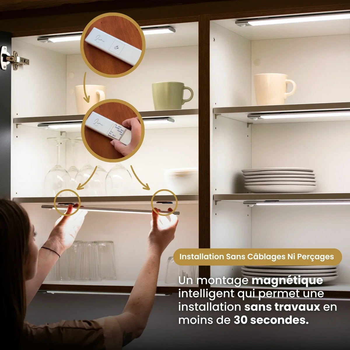 Réglette LED sous un meuble