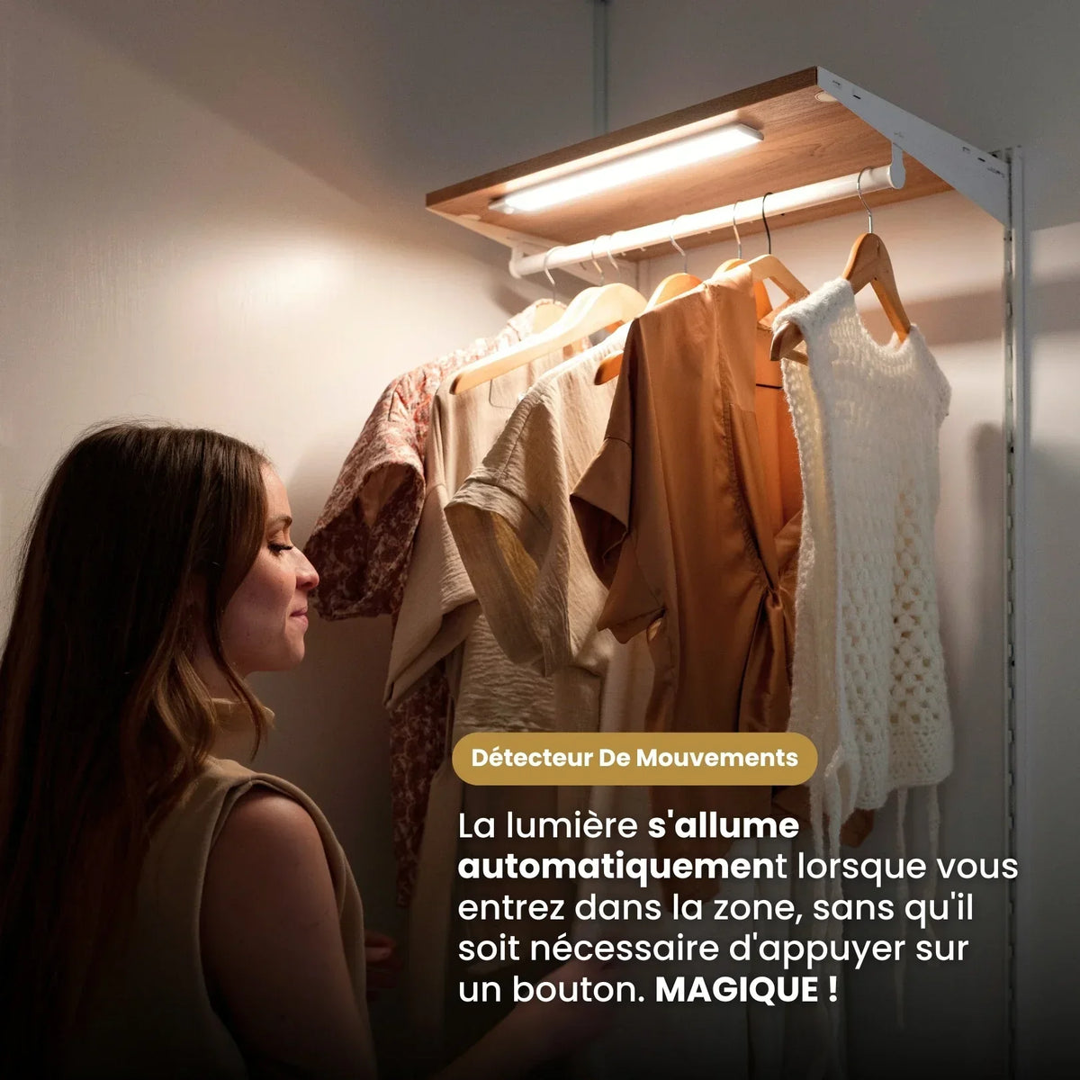 Réglette LED dans un placard